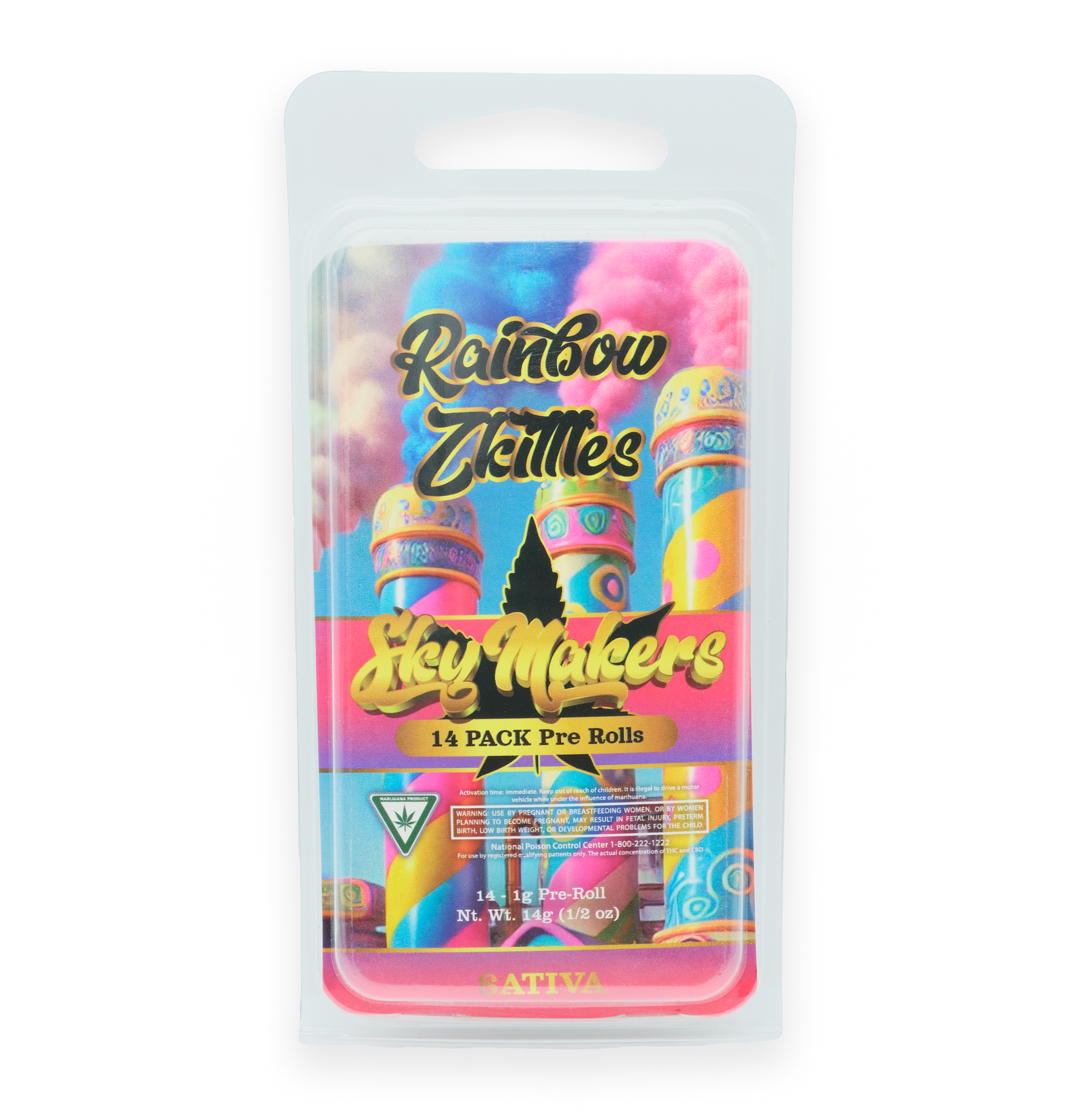 Photograph of product: Rainbow Zkittles | 14 x 1G Preroll Pack