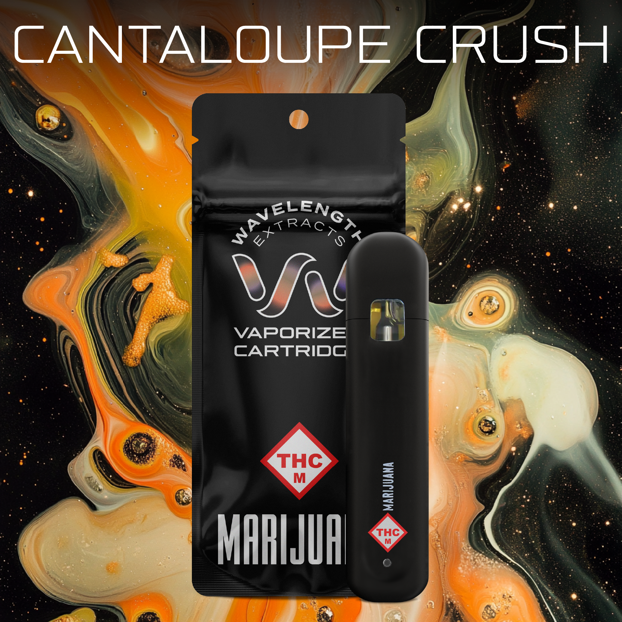 Photograph of product: WAVELENGTH - DISPOSABLE DISTILLATE - 1G - CANTALOUPE CRUSH - HYBRID