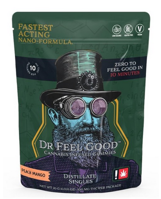 Photograph of product: Dr. Feel Good - PEACH MANGO - Single Distillate Gummy - (100mg) - S