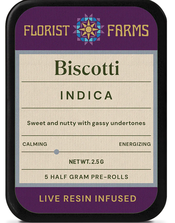 Photograph of product: Florist Farms - Biscotti - 5pk Live Resin Infused Joints