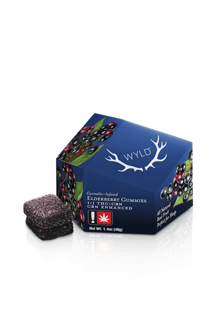 Photograph of product: WYLD Gummies | 2:1 TH-oui:CBN - Elderberry - 