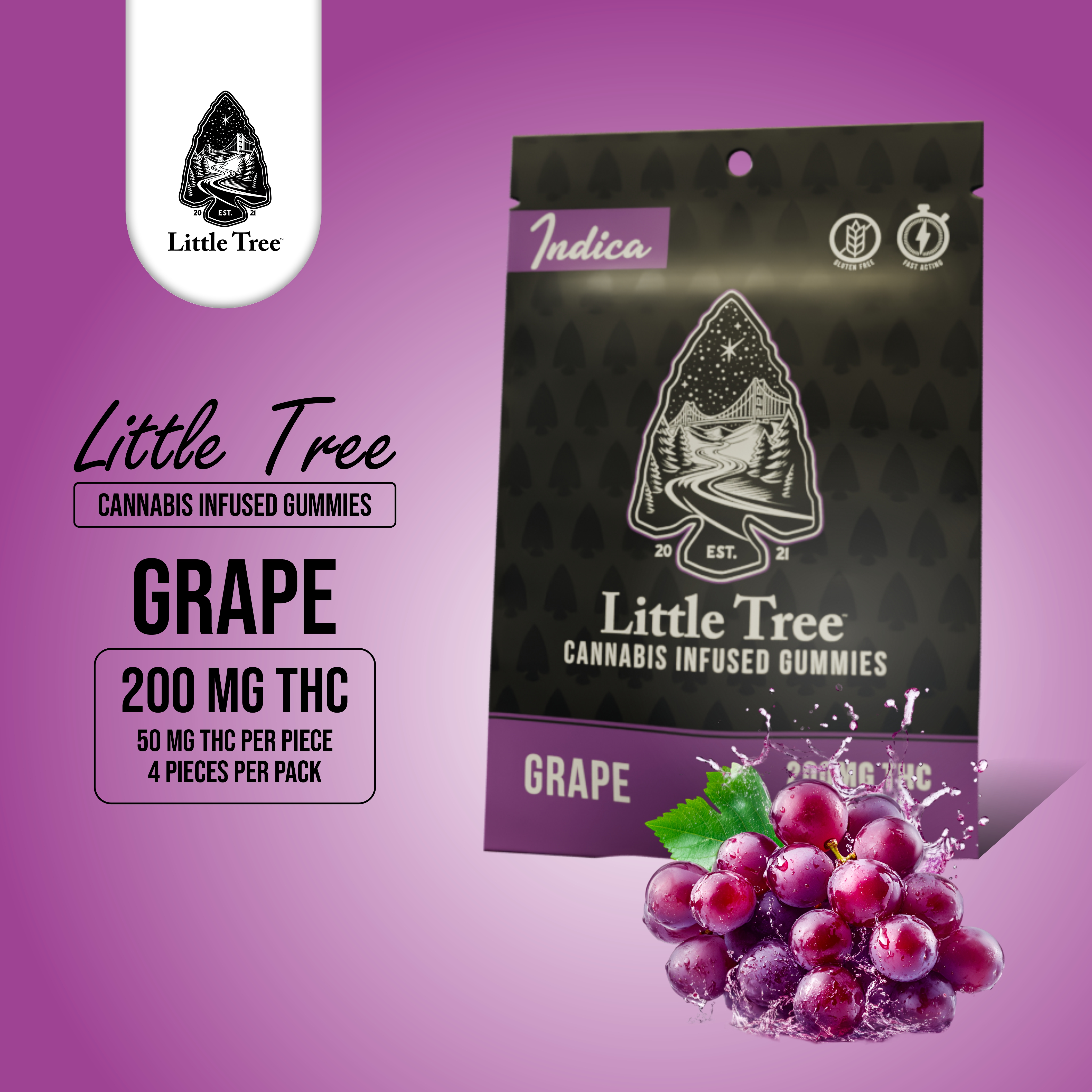 Photograph of product: Little Tree Gummies Grape 200mg