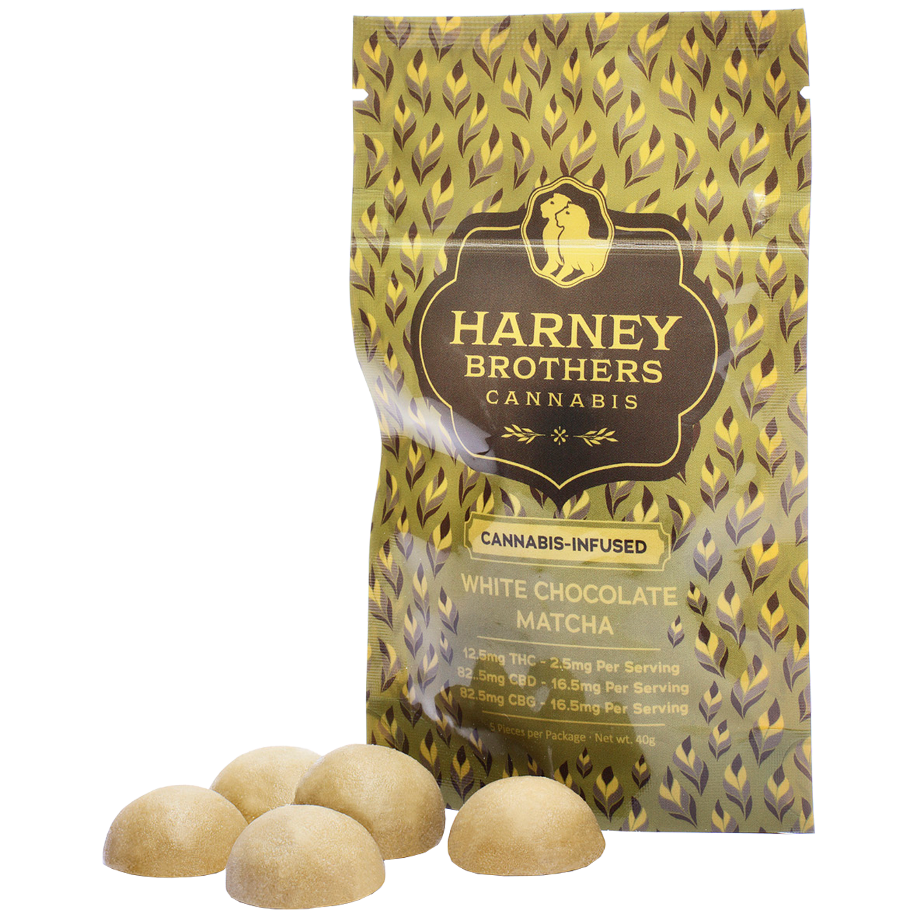 Photograph of product: Harney Brothers | White Chocolate Matcha Chocolates | 5pk