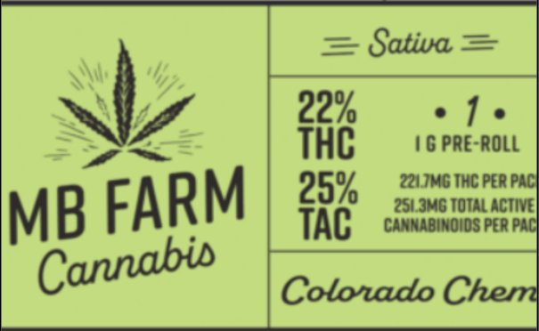 Photograph of Product: MB Farm | Colorado Chem Pre-roll