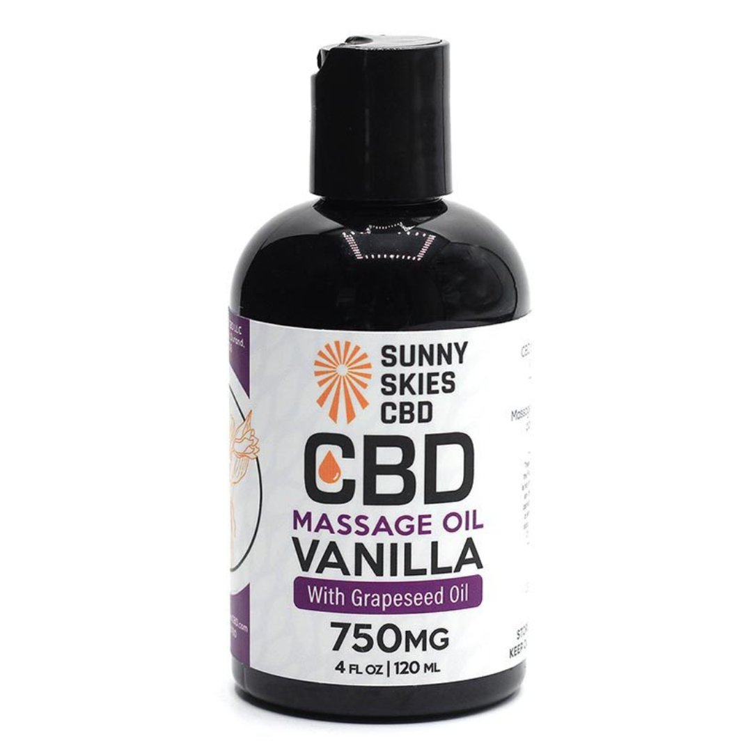 Photograph of product: Sunny Skies CBD | CBD Massage Oil - Vanilla | 750mg CBD