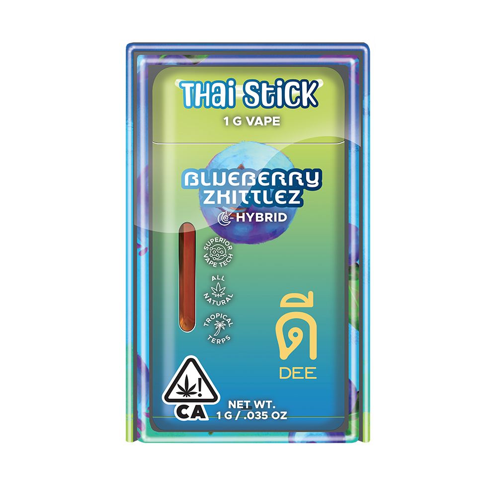 Photograph of product: 1g Blueberry Zkittlez (Hybrid) Thai Stick All-in-One TH-oui:85% $39 or 2/$60