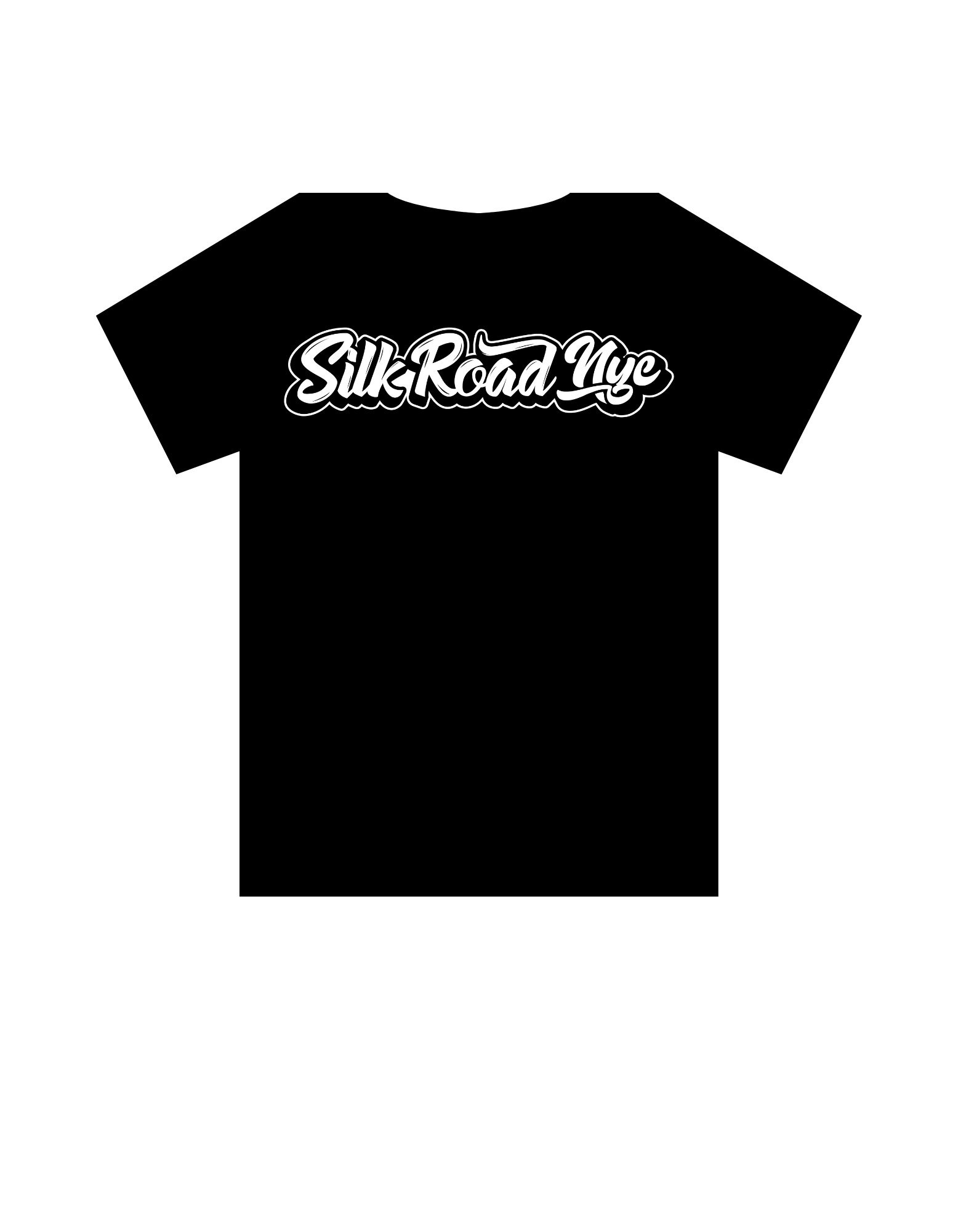 Photograph of product: Silk Road NYC- Centered White Logo- Black T Shirts- XL