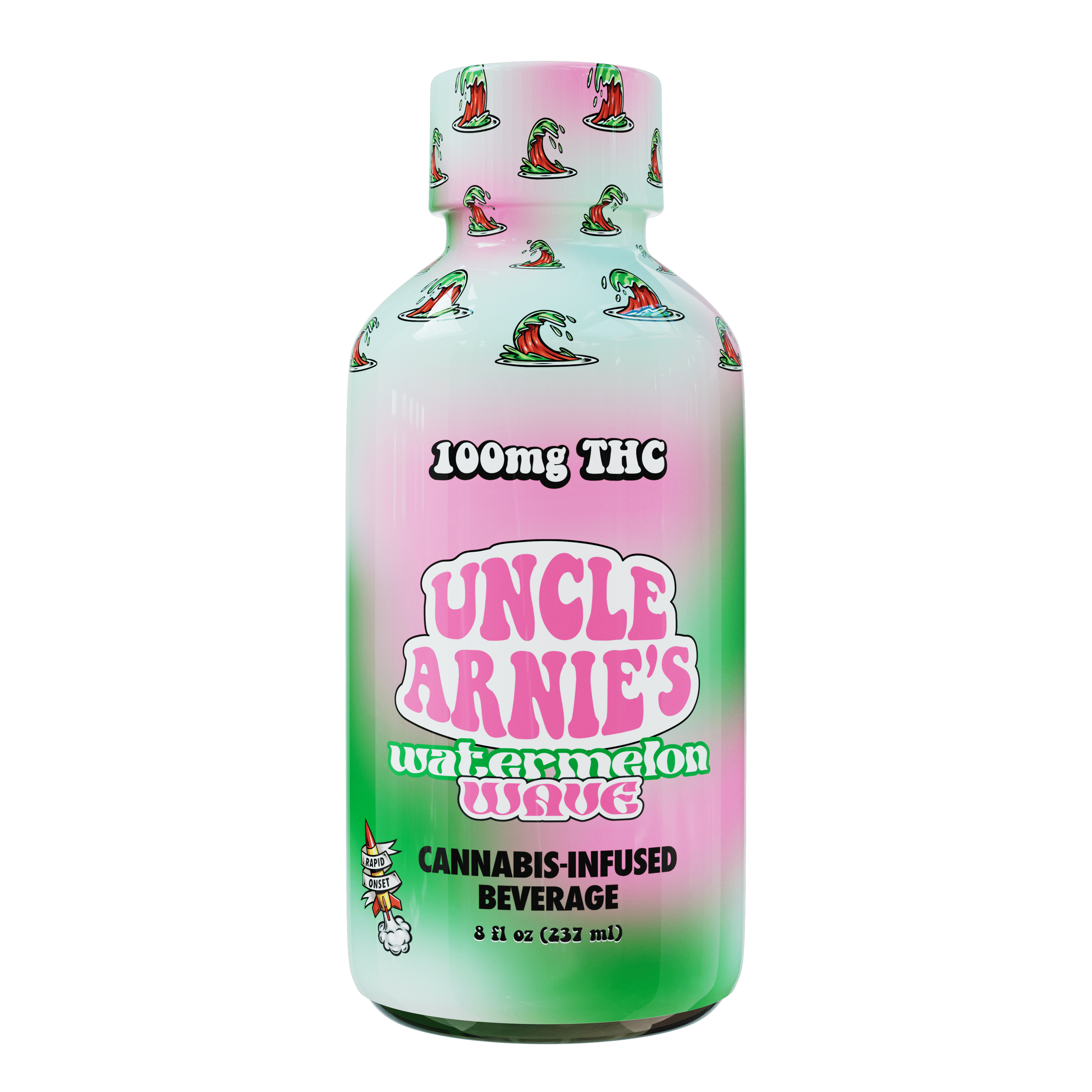 Photograph of product: UNCLE ARNIE'S - DRINK - 100MG - 8OZ - WATERMELON WAVE - HYBRID