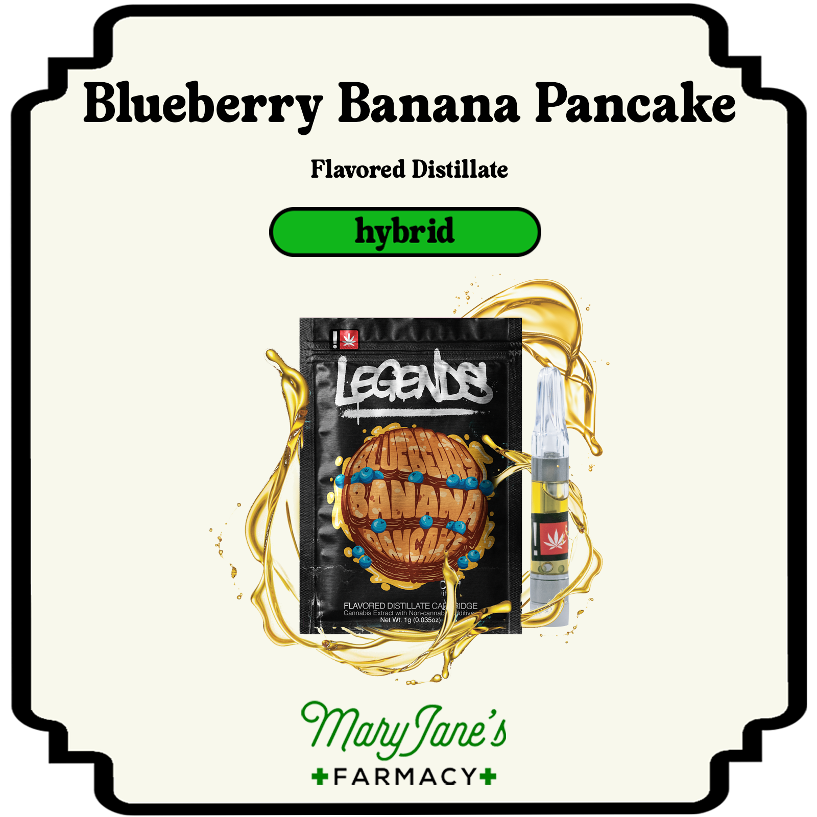Photograph of product: Blueberry Banana Pancake Flavored Distillate Cartridge | 1g