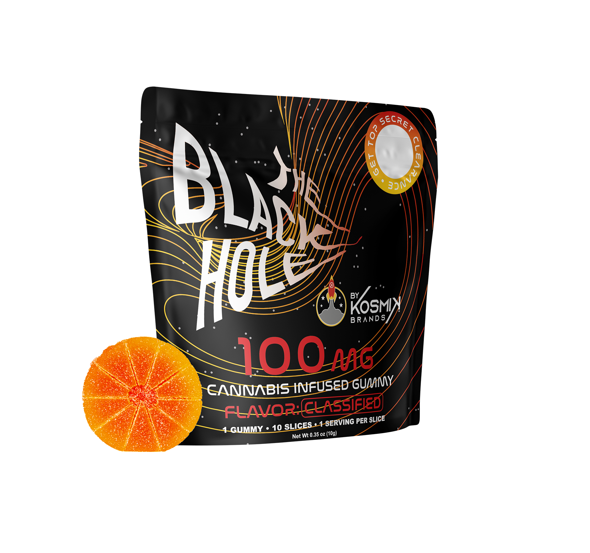 Photograph of product: KOSMIK - THE BLACK HOLE MULTISERVE - GUMMIES - 100MG - RED - TROPICAL PUNCH