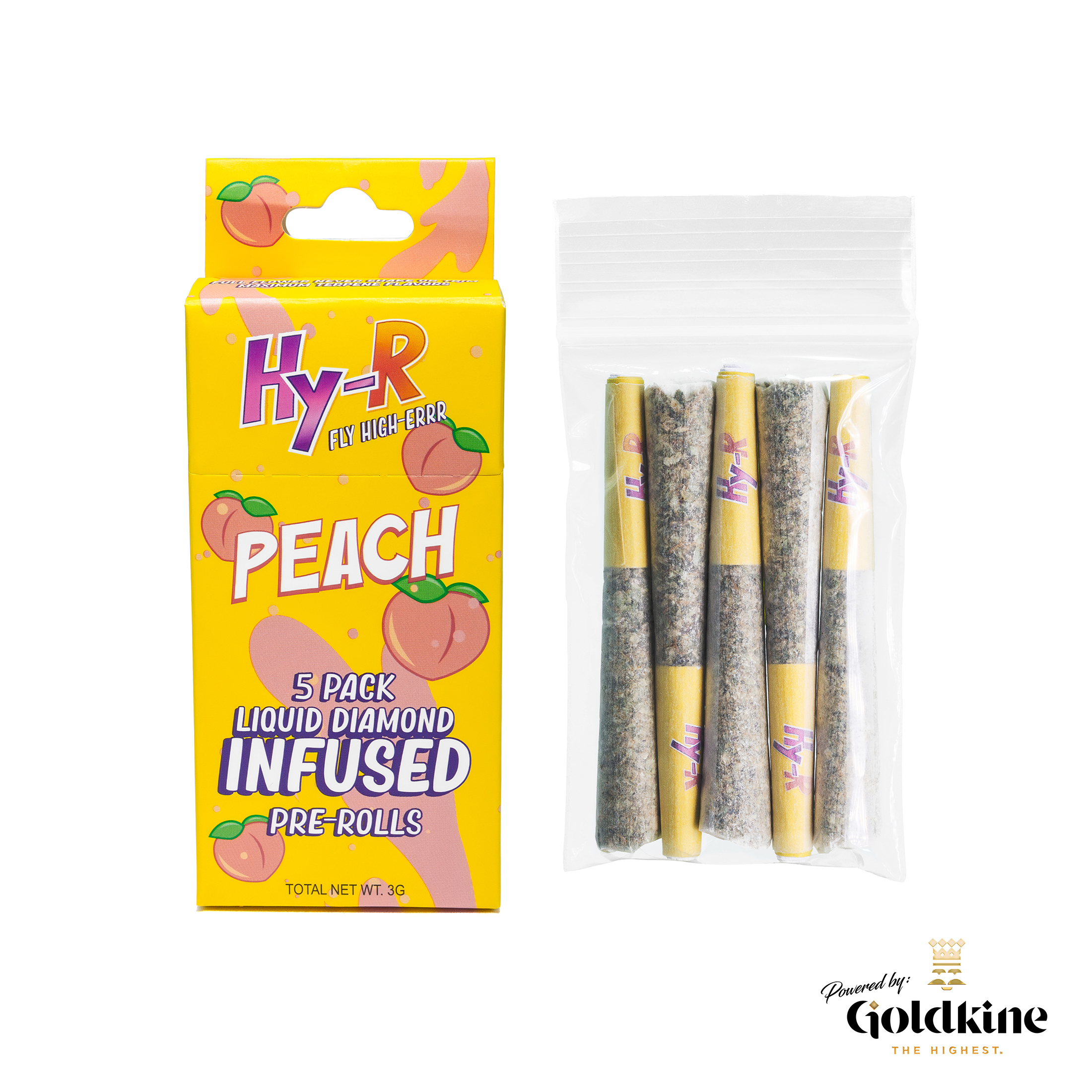Photograph of product: Peach 5 Pack (3.0g Total) Infused Prerolls