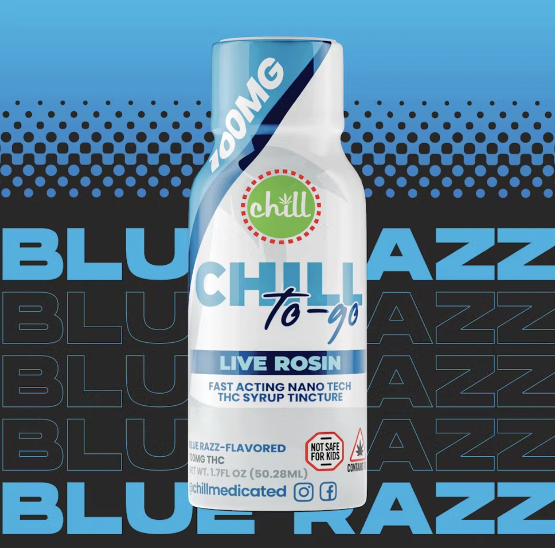 Photograph of product: AU Chill: Blue Razz Live Rosin TH-oui Syrup 100MG