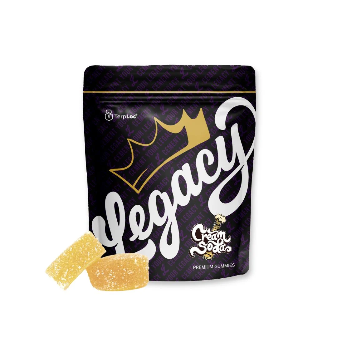 Photograph of product: Legacy 100mg Gummies - Cream Soda 10 x 10mg