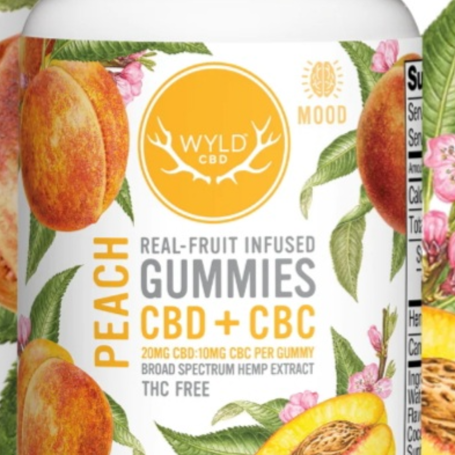 Photograph of product: Wyld CBD - Gummies - - Peach 40mg CBD & 20mg CBC/2ct $6