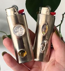 Photograph of product: Handmade Metal and Stone Lighter Case by @axe.made