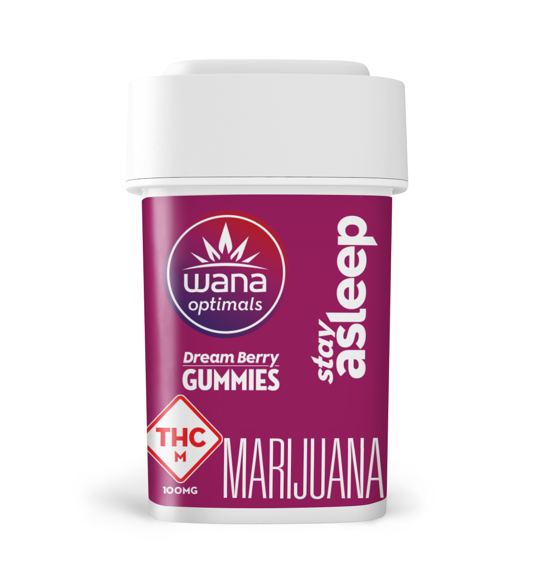 Photograph of product: Wana: Wellness Gummies | Stay Asleep Dream Berry 4:2:1:1 | 200mg CBD : 100mg THC : 50mg CBN : 50mg CBG | 10pk