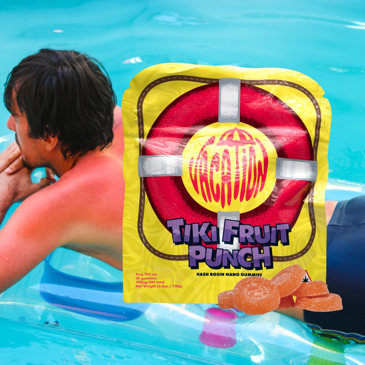 Photograph of product: Tiki Fruit Punch | 100mg au chocolat Rosin Gummy Rings