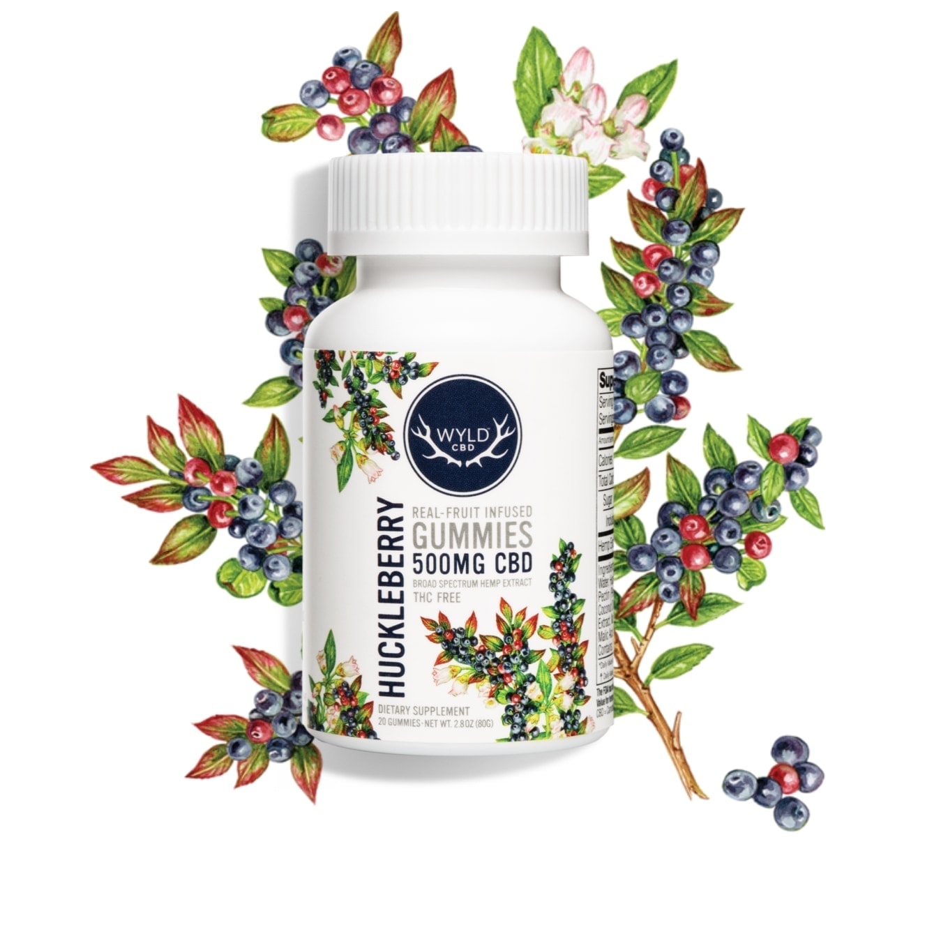 Photograph of product: 500 mg | Huckleberry HEMP CBD Gummies | 20pk
