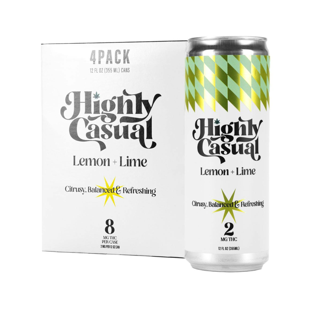 Photograph of product: Highly Casual | Lemon Lime Seltzer 4pk 8mg