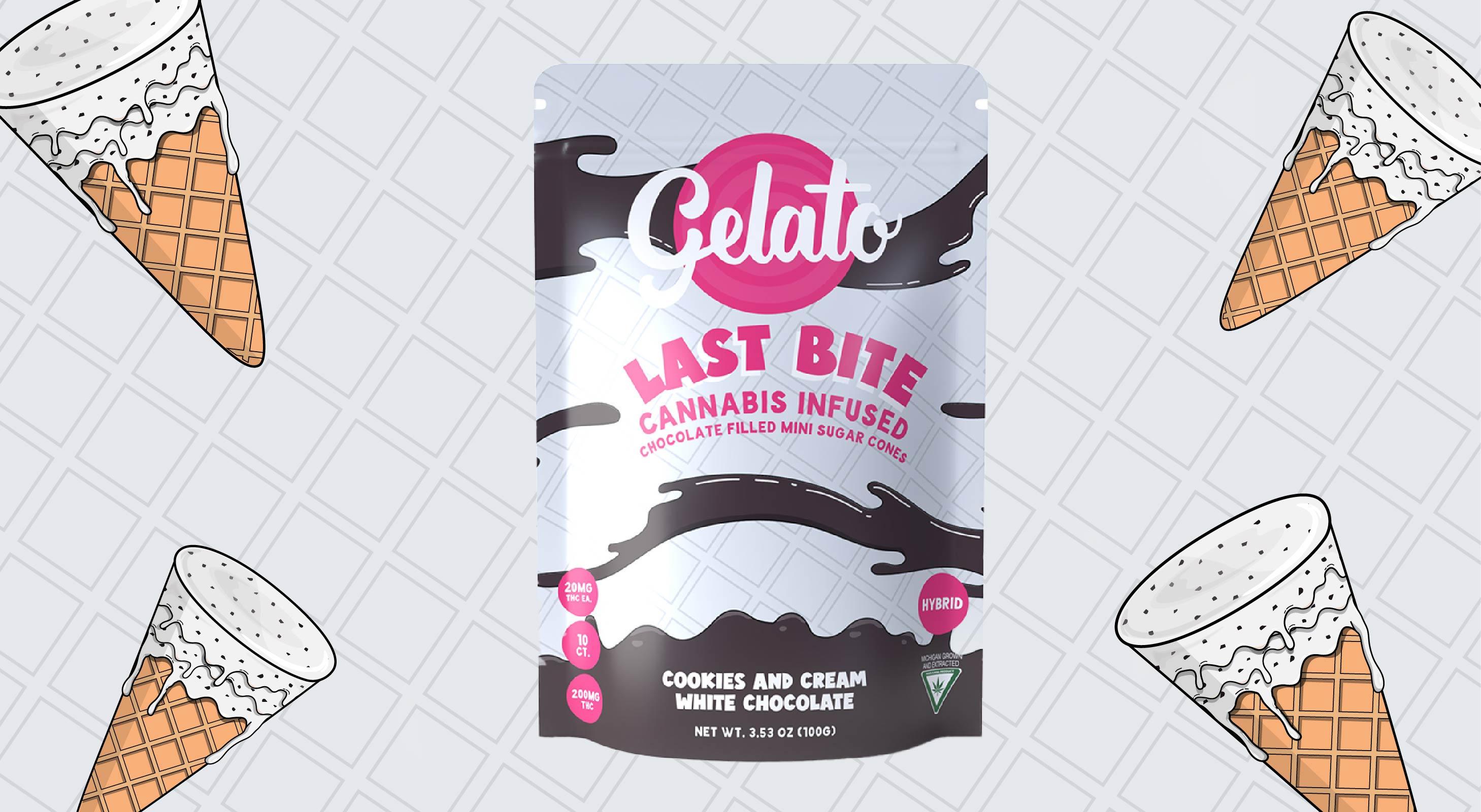 Photograph of product: Gelato | Cookies and Cream White Chocolate | 200mg Chocolate Filled Mini Cones