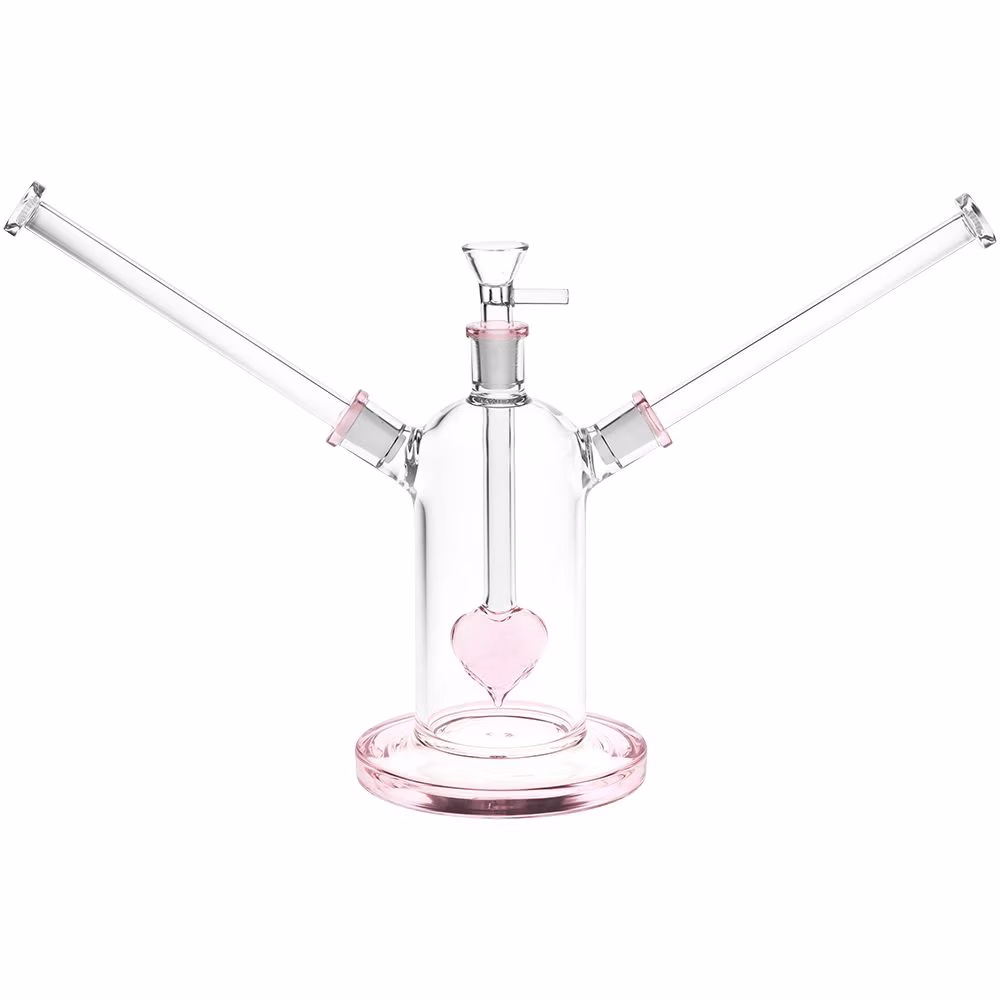 Photograph of product: Date Night Heart Perc Dual Neck Glass Water Pipe - 7" - 14mm F