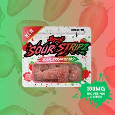 Photograph of product: Legacy | Sour Strawberry Stripz Gummies | 5pk 100mg