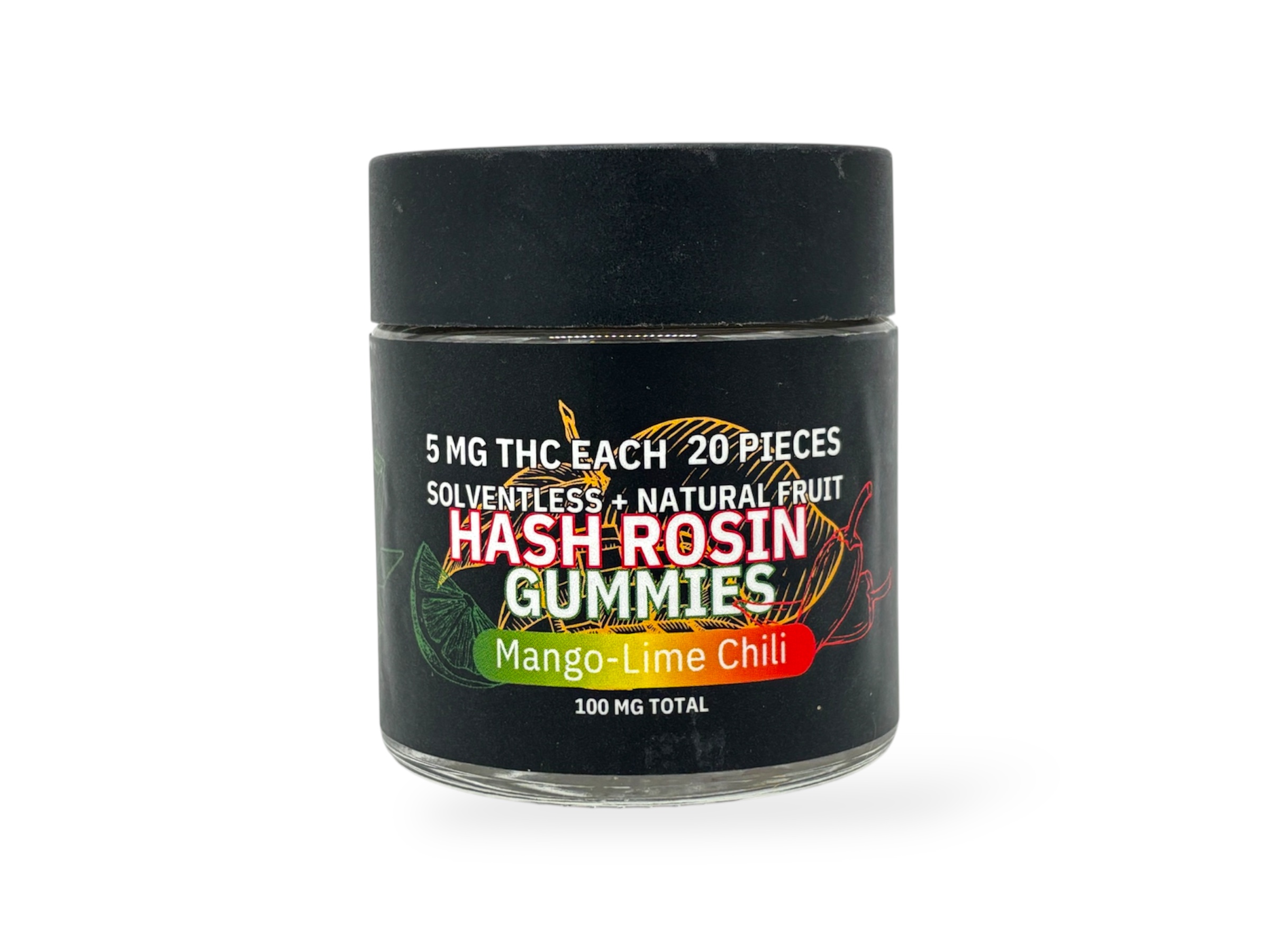 Photograph of product: Mango Chilli Lime 100mg Rosin Gummies