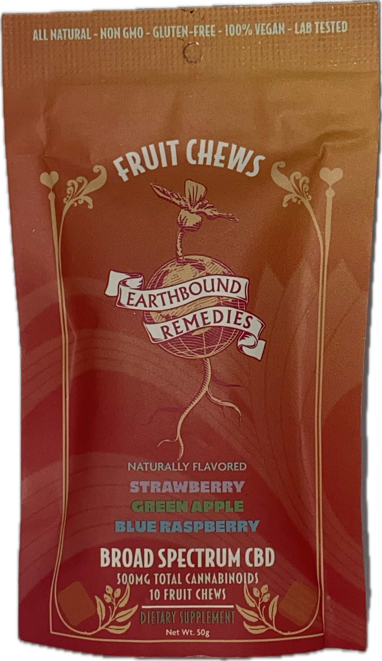 Photograph of product: Earthbound Remedies - Broad Spectrum CBD Gummies- 50mg CBD- 10 Pack
