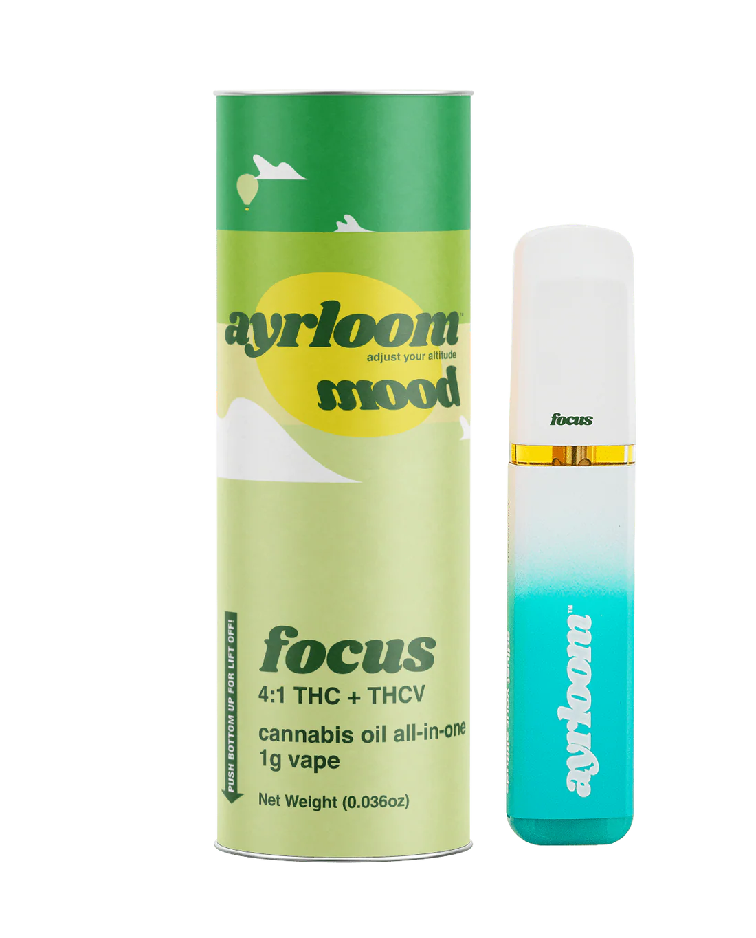 Photograph of product: Ayrloom | Focus AIO 4:1 (TH-oui:TH-ouiV) Vape, 1g