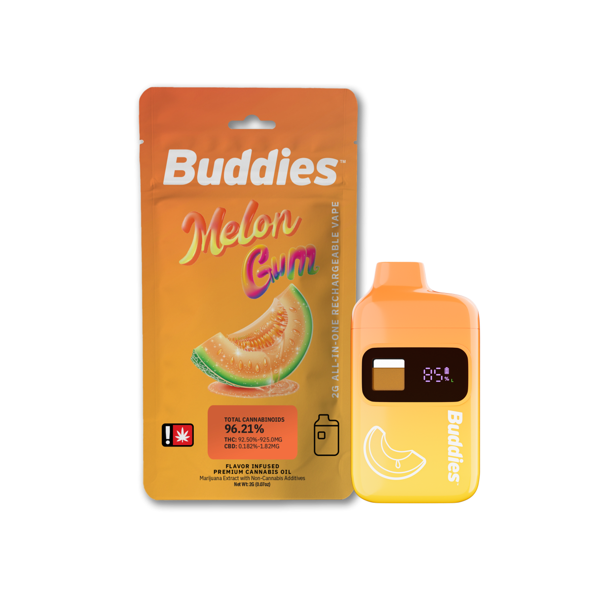 Photograph of product: Buddies Melon Gum Infused All-In-One Vape Pen