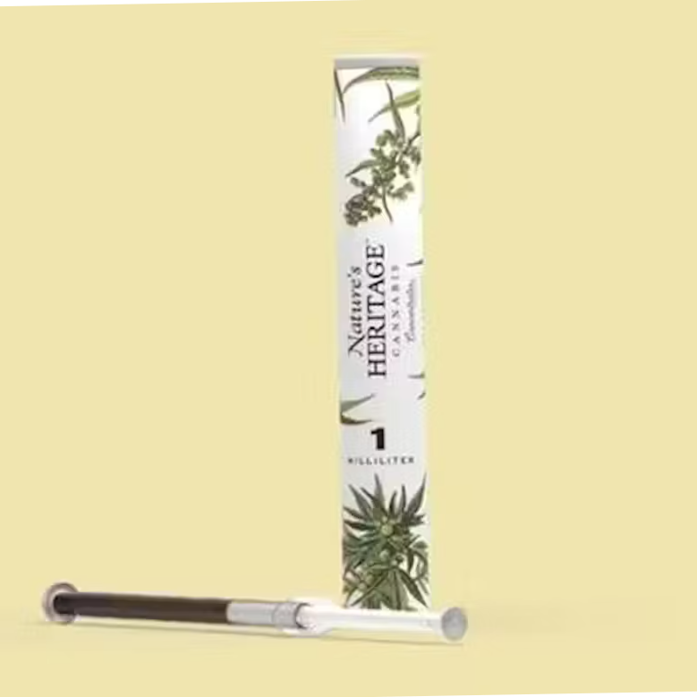 Photograph of product: Nature's Heritage RSO Oral Syringe