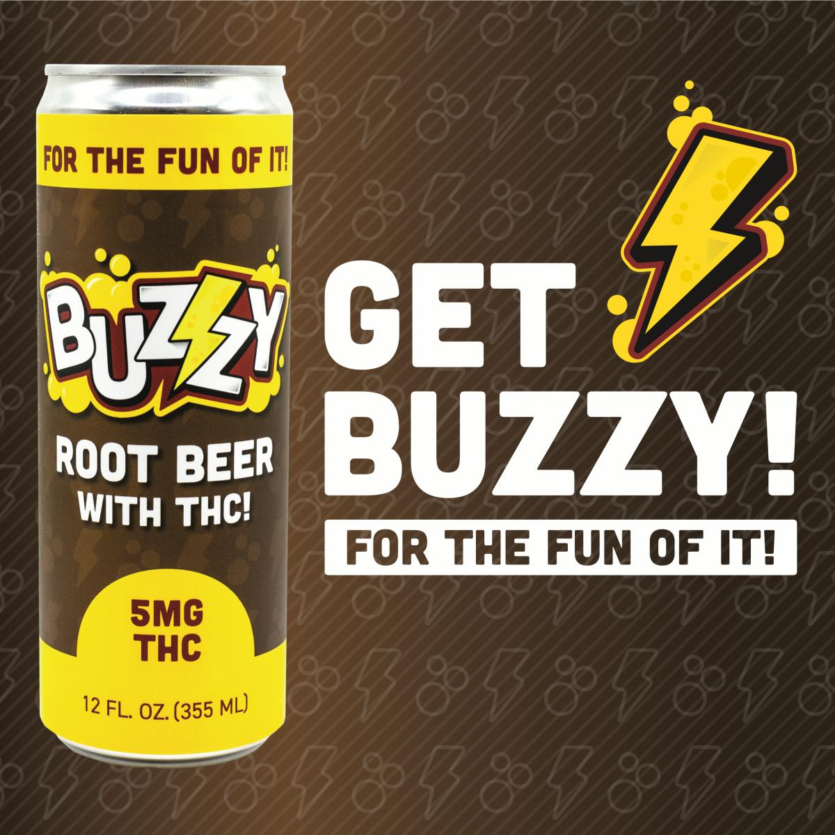 Photograph of product: Buzzy Root Beer | 5mg Soda | Novel Beverage Co.