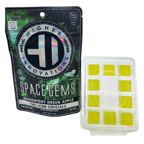 Photograph of Product: Higher Innovations Goodnight Green Apple Space Gems 200mg THC : 100mg CBN