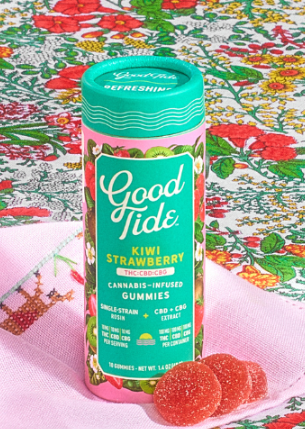 Photograph of product: Good Tide - Kiwi Strawberry Gummies - 100mg THC : 100mg CBD : 100mg CBG - 10ct
