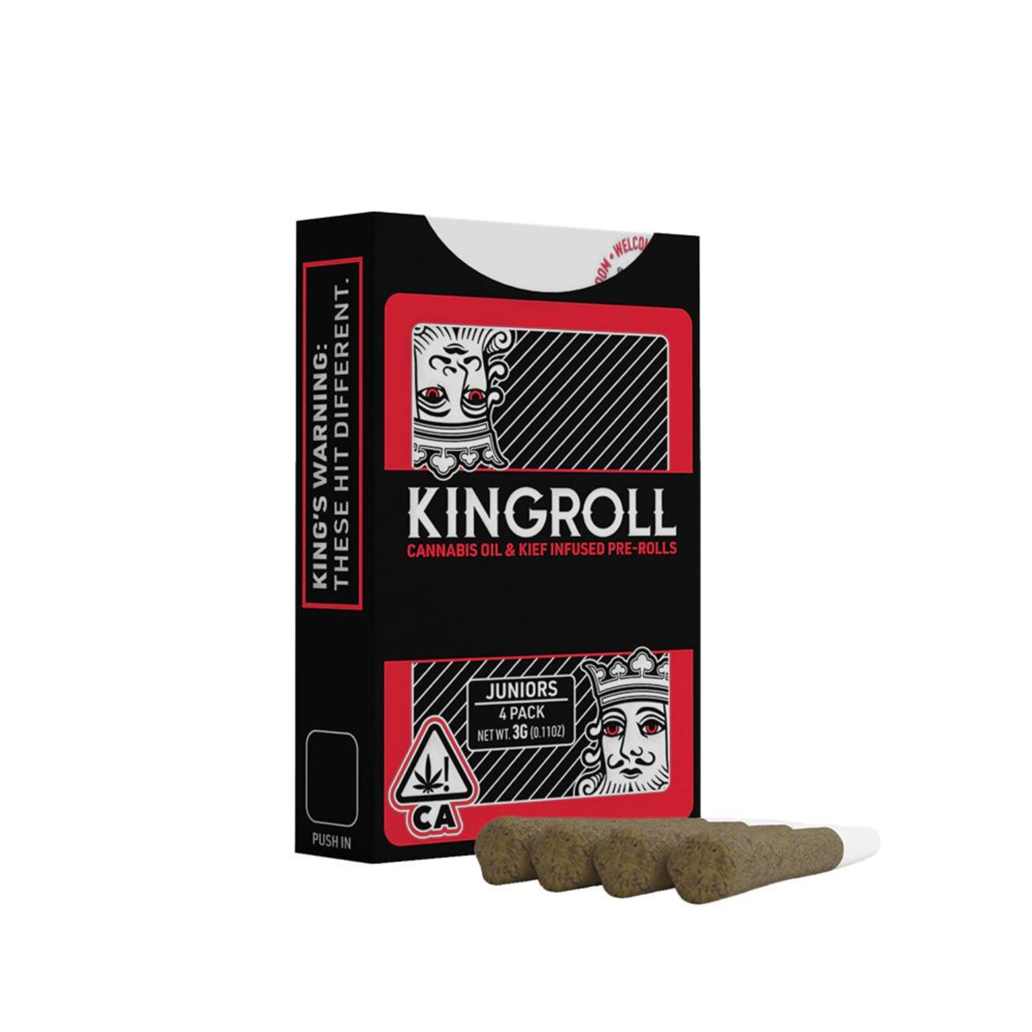 Photograph of product: KINGPEN KINGROLL JUNIORS INFUSED PREROLL - CANNALOPE AK X CANNALOPE KUSH 3G (4CT)