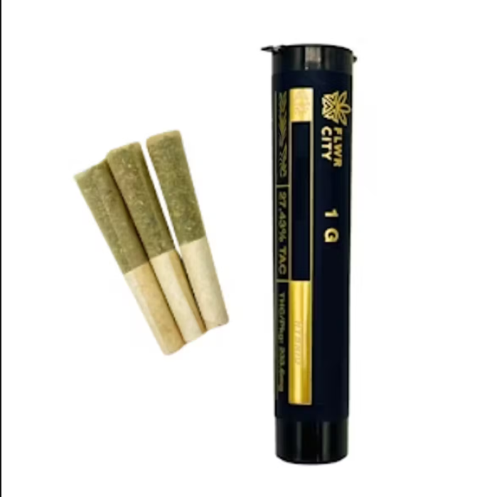 Photograph of product: FLWR CITY |  0.35g Dogwalker Pre roll joints 3pk | Banjerine