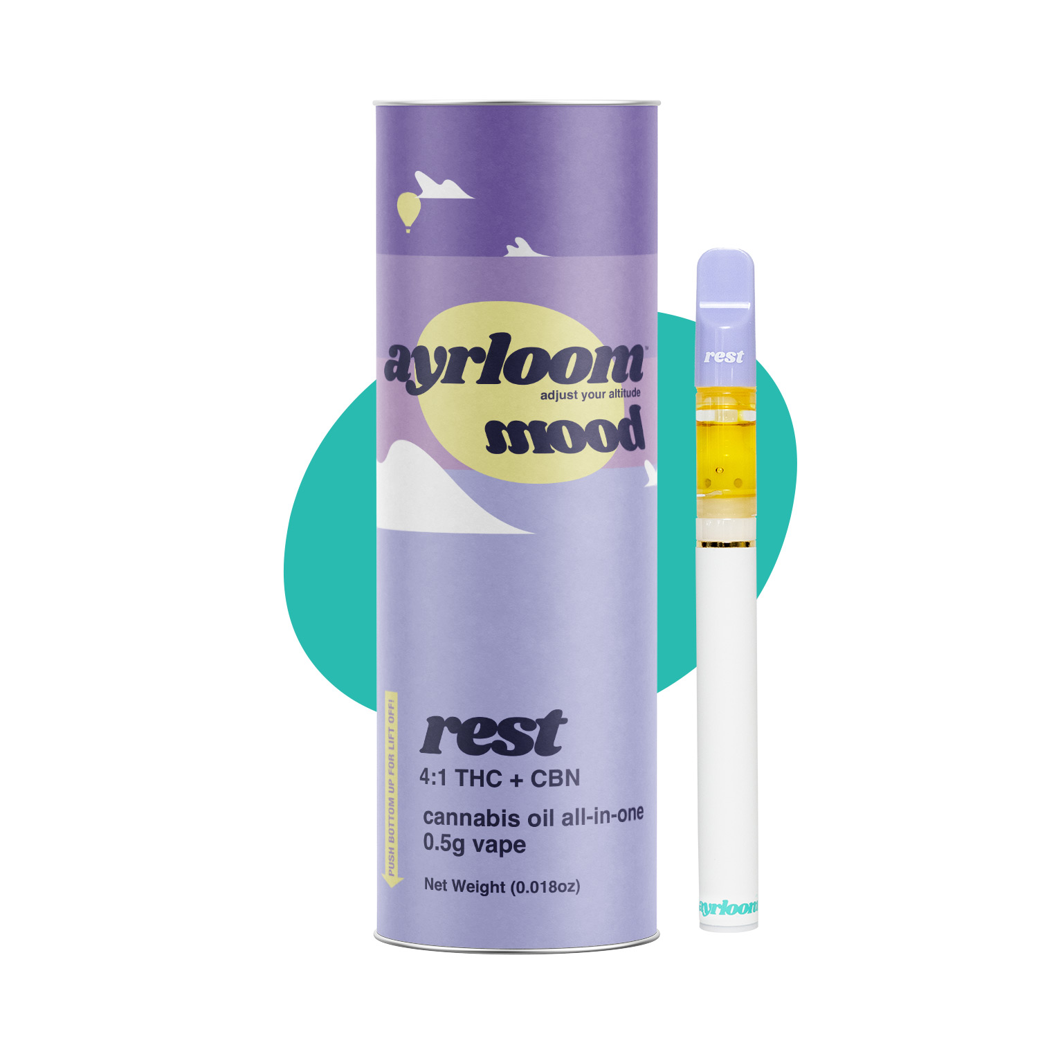 Photograph of Product: Ayrloom | Mood Rest | AIO | .5g | THC : CBN