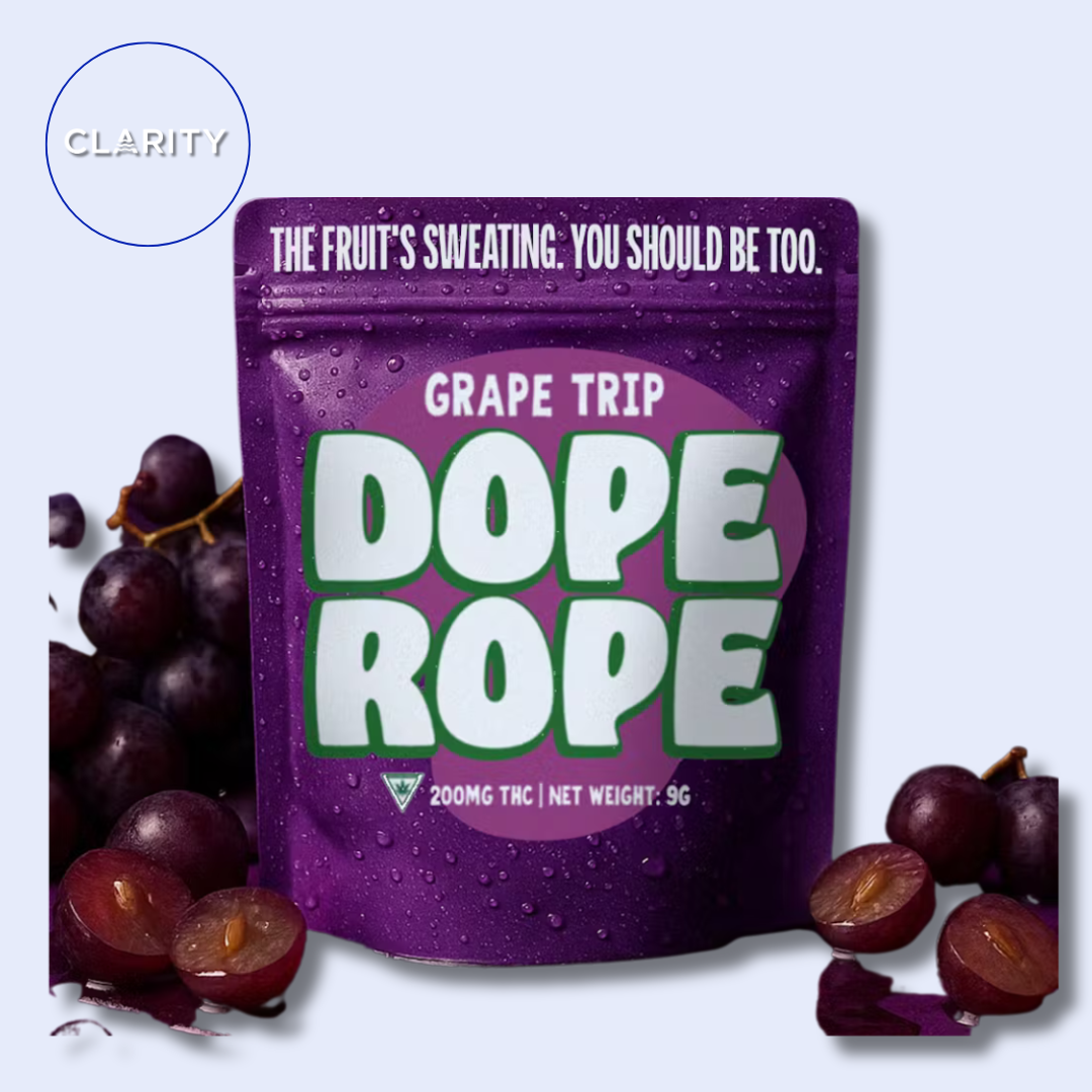 Photograph of product: Dope Rope | 200mg Rope Gummy | Grape Trip