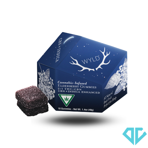 Photograph of product: WYLD Elderberry 4:1 CBN + Oui'd Enhanced Gummies 200mg