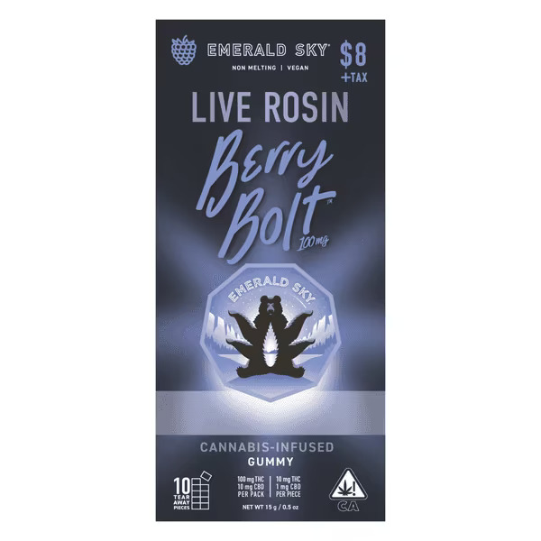 Photograph of product: Emerald Sky | Berry Bolt Oui'd Rosin Gummy | 100mg