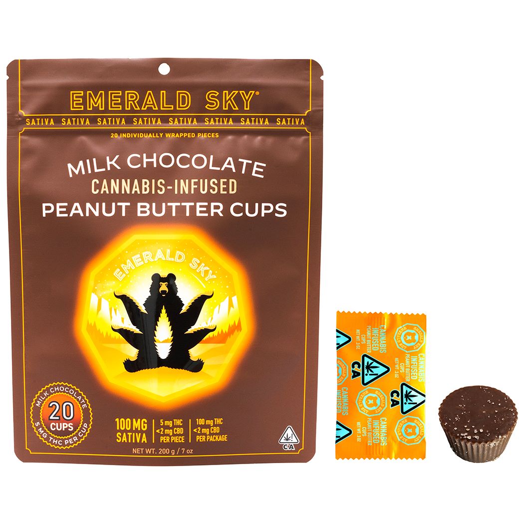 Photograph of product: Emerald Sky - Peanut Butter Cups Oui'd - 100mg - 10ct