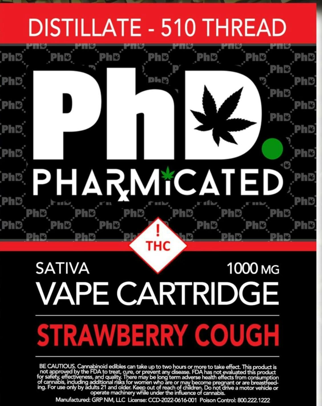 Photograph of product: PHD - Strawberry Cough (S) - Cart - 1g