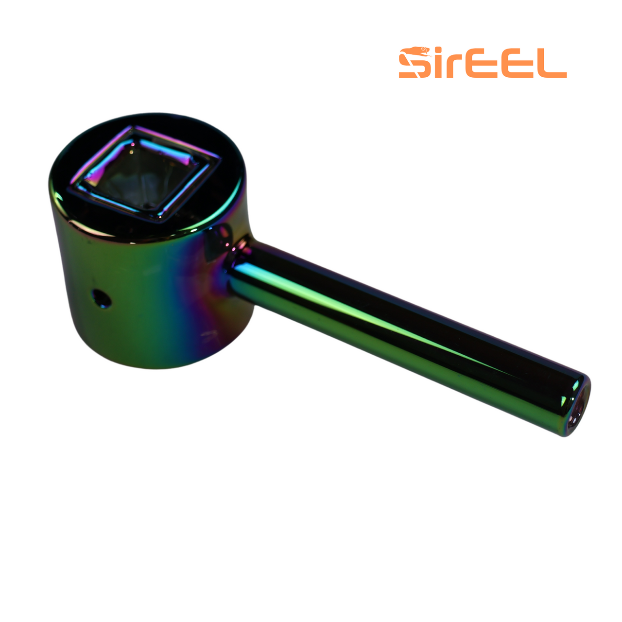 Photograph of product: 4.5 Shapes Test Series Iridized Hand Pipe | Circle The Flow Black