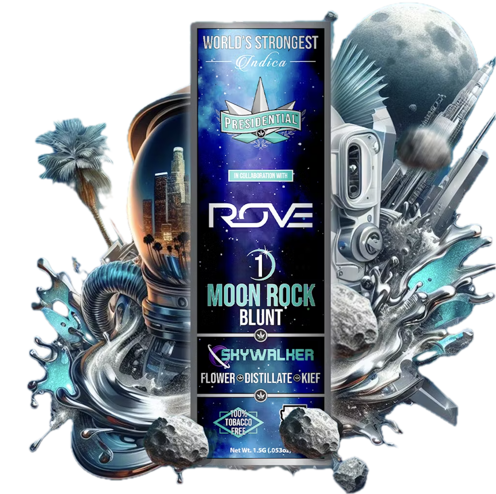 Photograph of product: Presidential x Rove Skywalker Moon Rock 1.5g Infused Blunt