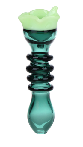 Photograph of product: Inchworm and Flower Glass Chillum Pipe | 3.5" Colors Vary