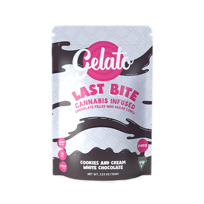 Photograph of product: GELATO MILK CHOCOLATE CARAMEL LAST BITES CONES 200MG