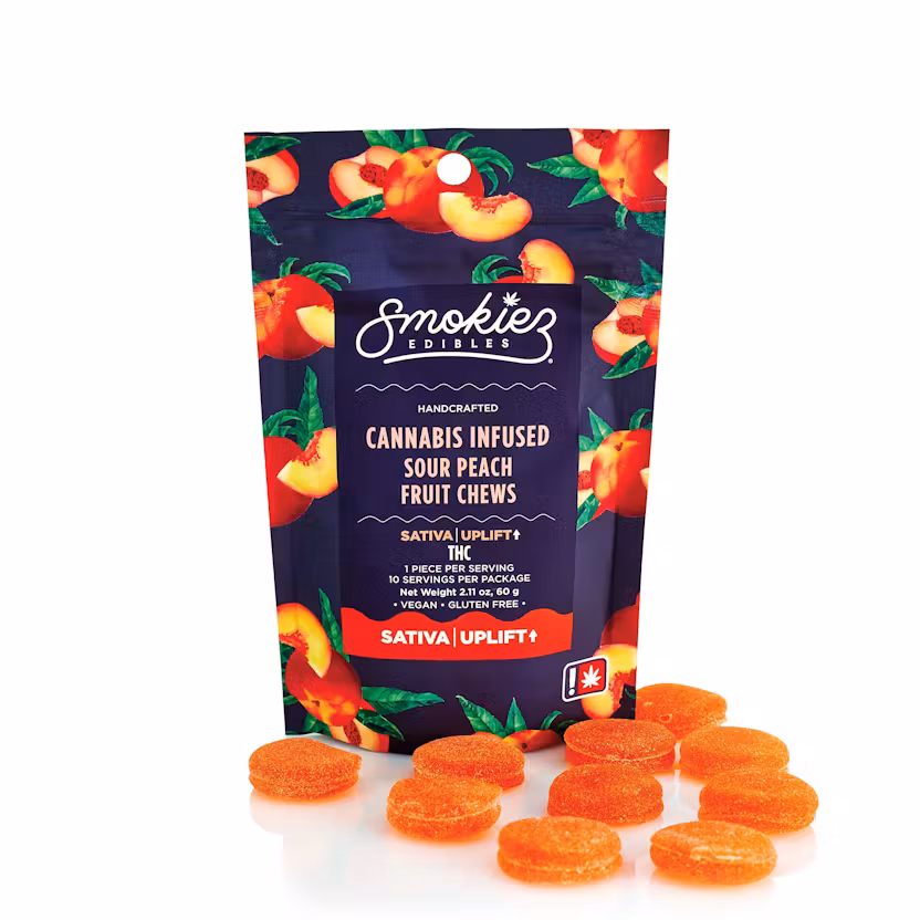 Photograph of product: Sour Peach I 100mg I Smokiez