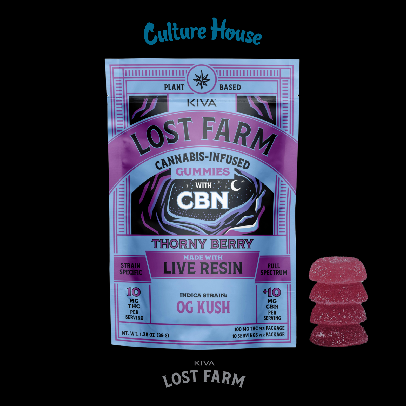 Photograph of product: Lost Farm | Thorny Berry x OG Kush | 10:10 TH-oui:CBN | Live Resin | 100mg