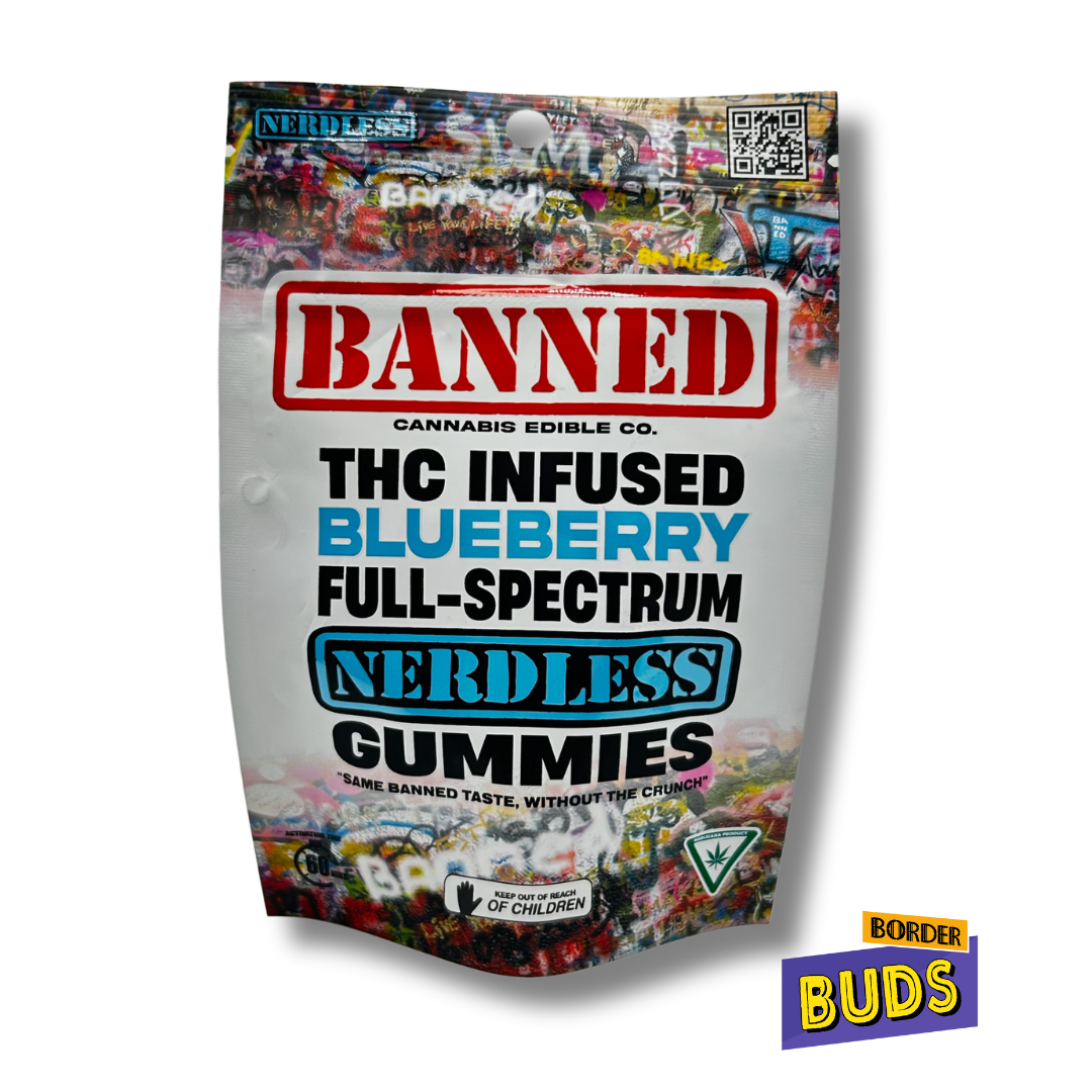 Photograph of product: Blueberry | Banned | 200mg | Nerdless Gummies