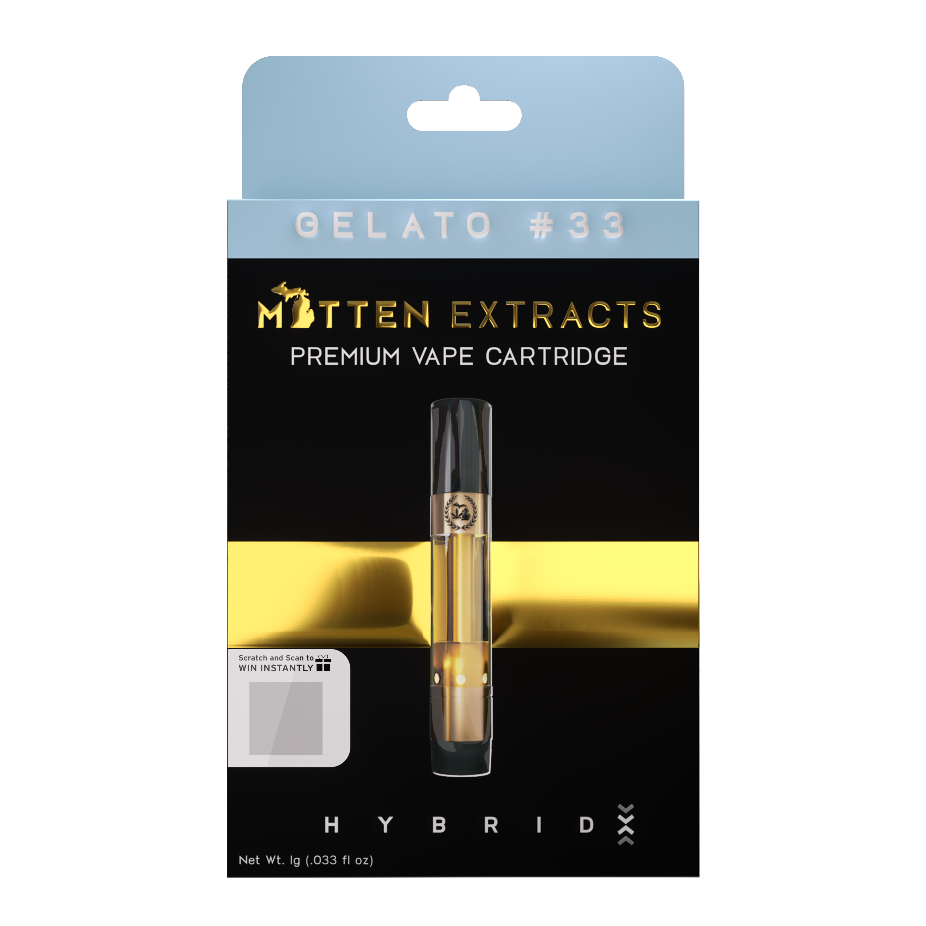 Photograph of product: Mitten Extracts - Cartridge 1g - Gelato #33 - Hybrid